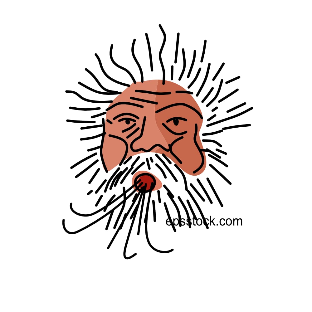 Aeolus Portrait, flat vector illustration