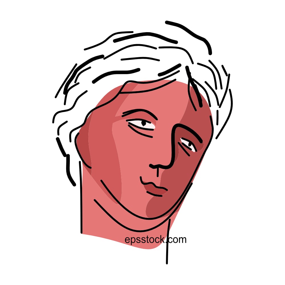 Eros Portrait, flat vector illustration
