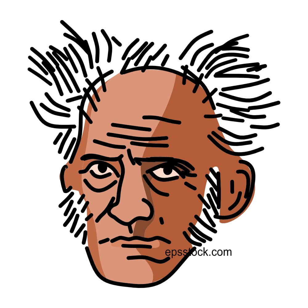 Arthur Schopenhauer Portrait, flat vector illustration