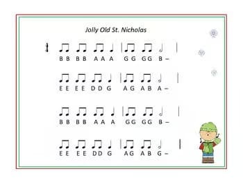 Jolly Old Saint Nicholas - for Bells and/or Boomwhackers, Recorder, Uke, Voice