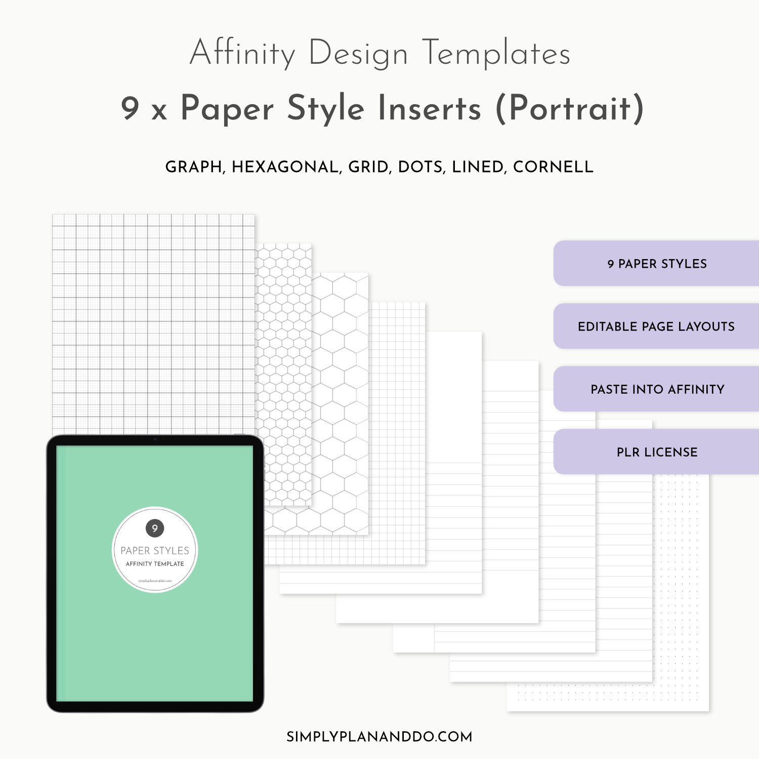Round Paper Style PLR Affinity by Canva Template | 9 x Paper Styles, Portrait