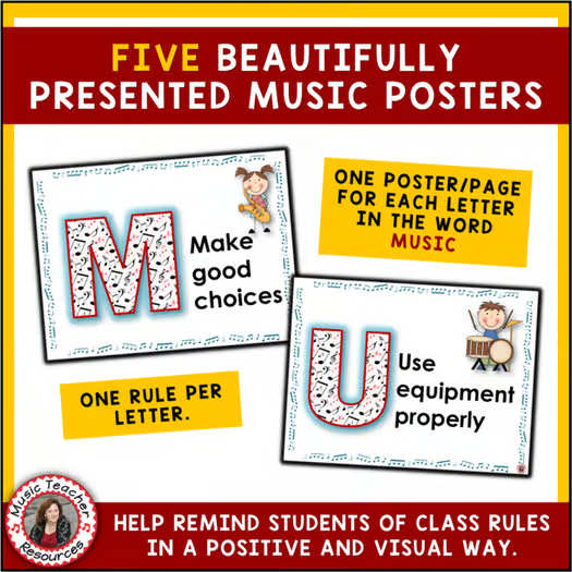 Music Class Rules Posters - Elementary Music Classroom Decor