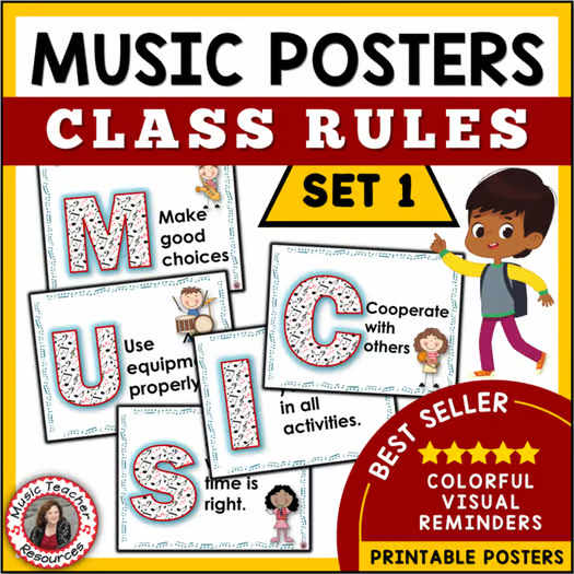 Music Class Rules Posters - Elementary Music Classroom Decor