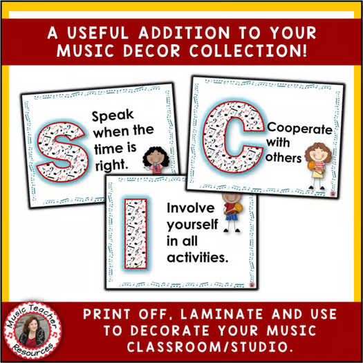 Music Class Rules Posters - Elementary Music Classroom Decor