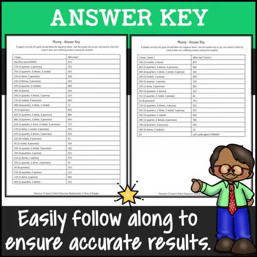 I Have Who Has Counting Coins to One Dollar Money Games 1st 2nd Grade Review