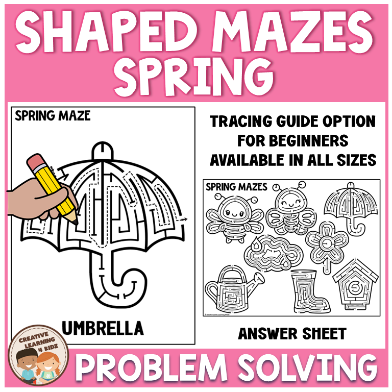 Spring Shaped Mazes Problem Solving Tracing Activity Fine Motor Skills