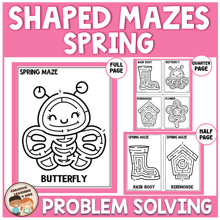 Spring Shaped Mazes Problem Solving Tracing Activity Fine Motor Skills