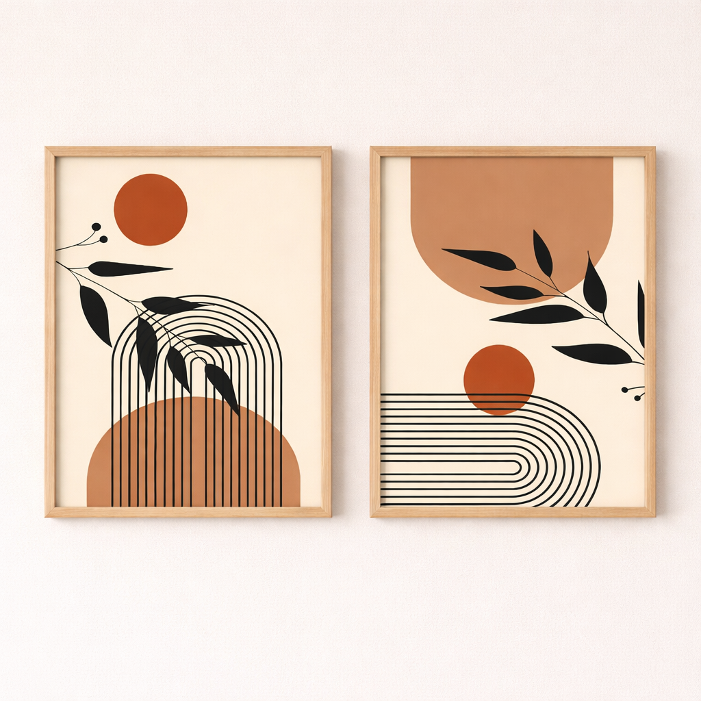 Abstract Botanical Line Art Print Set, Boho Modern Decor (Digital ...