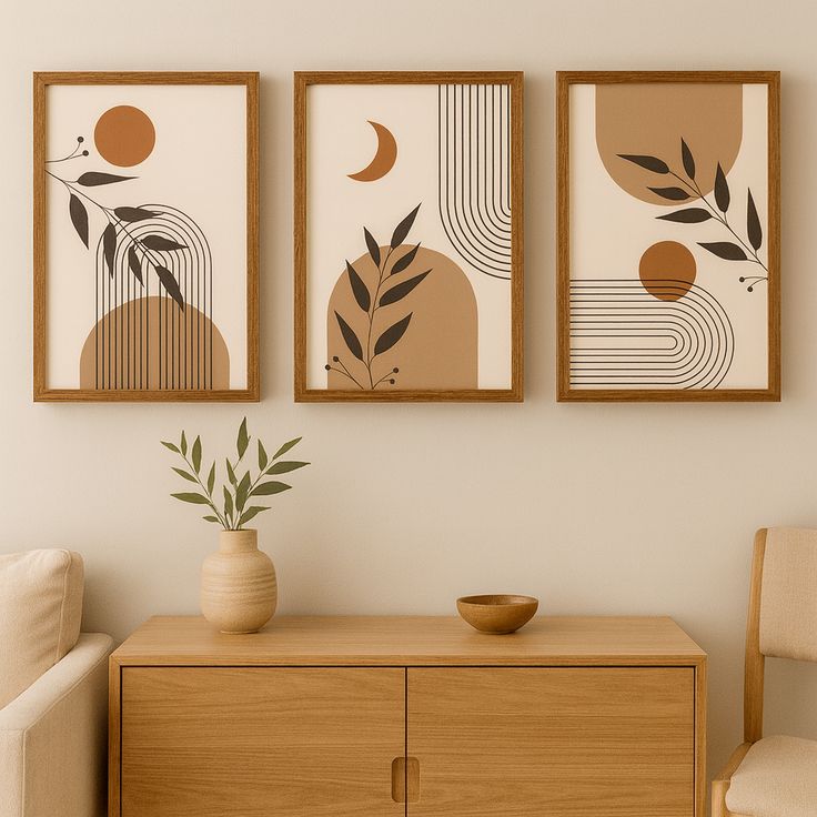 Abstract Botanical Line Art Print Set, Boho Modern Decor (Digital ...
