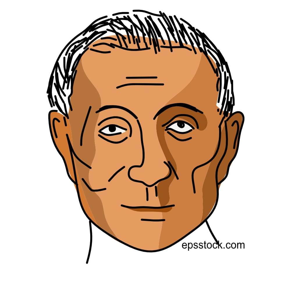 Titus Livius portrait, flat vector illustration