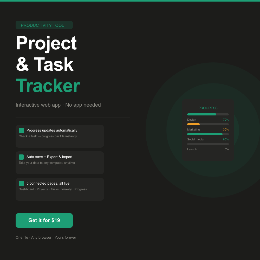 Project & Task Tracker — Interactive Web App (No App Required)