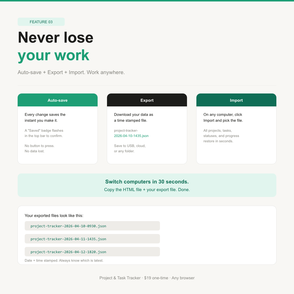 Project & Task Tracker — Interactive Web App (No App Required)