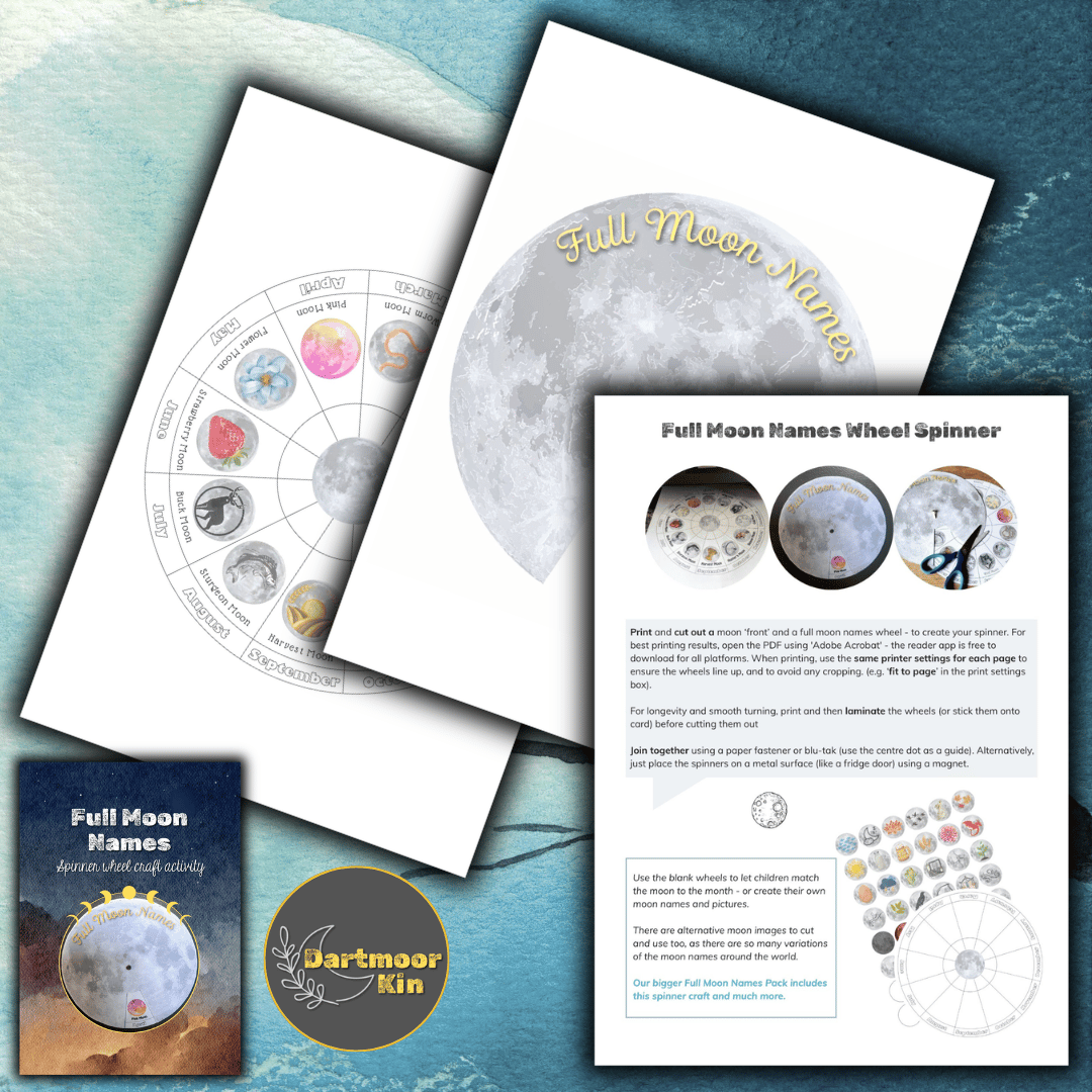 Learn the full Moon names printables and crafts digital download