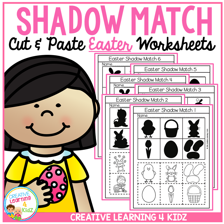 Shadow Matching Easter Cut & Paste Worksheets Visual Discrimination for ...
