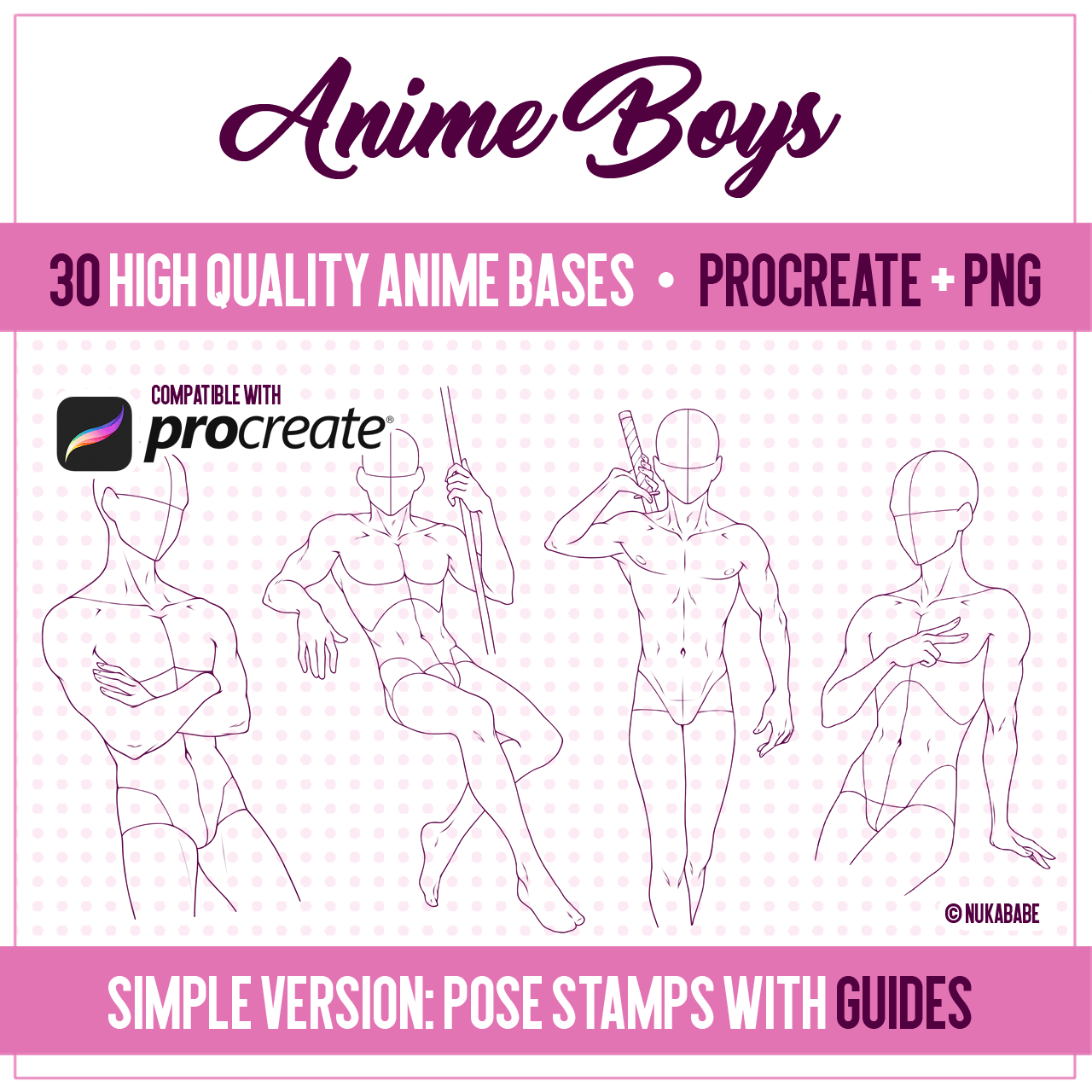 Anime boy bases [Procreate PNG] - Payhip