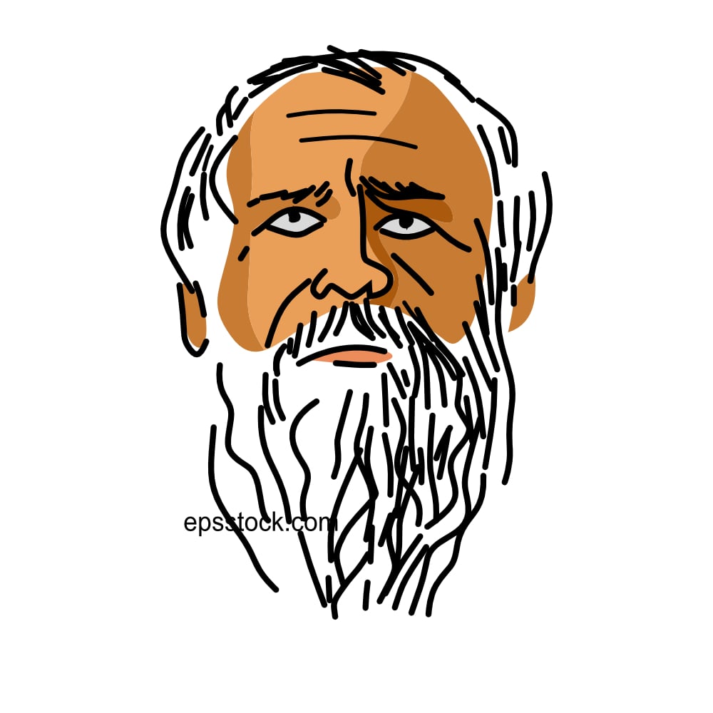Heraclitus portrait, flat vector illustration
