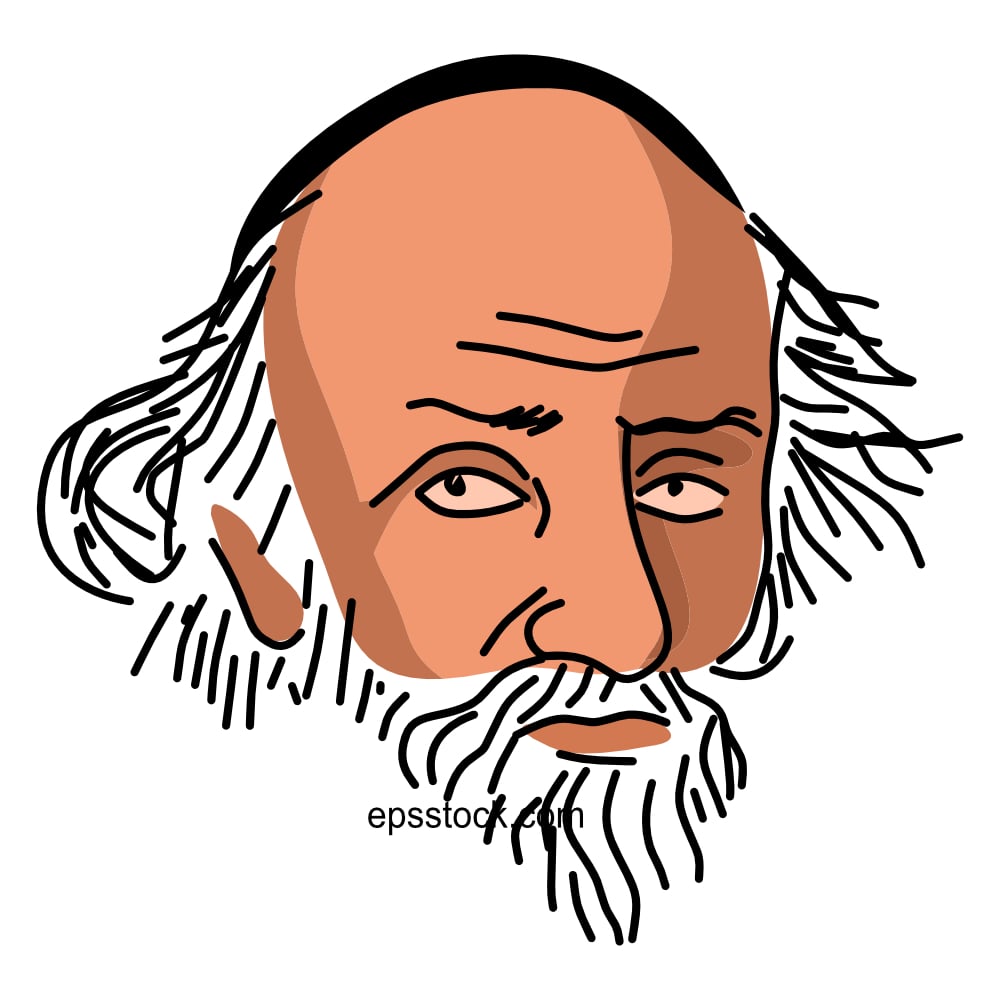John Knox portrait, flat vector illustration