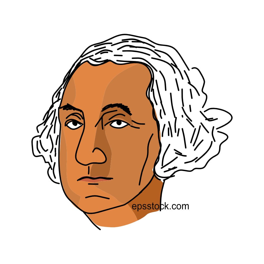 George Washington portrait, flat vector illustration