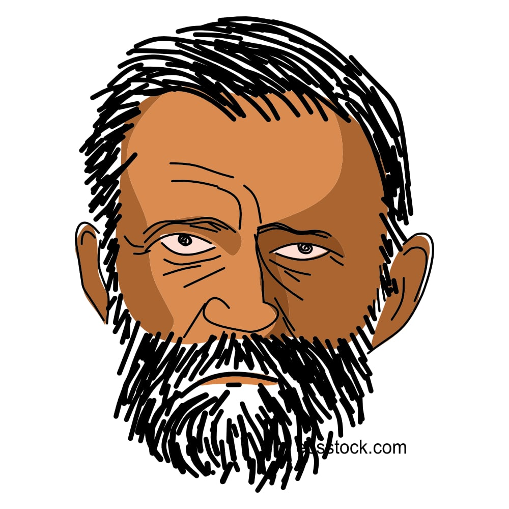 Ulysses S. Grant portrait, flat vector illustration