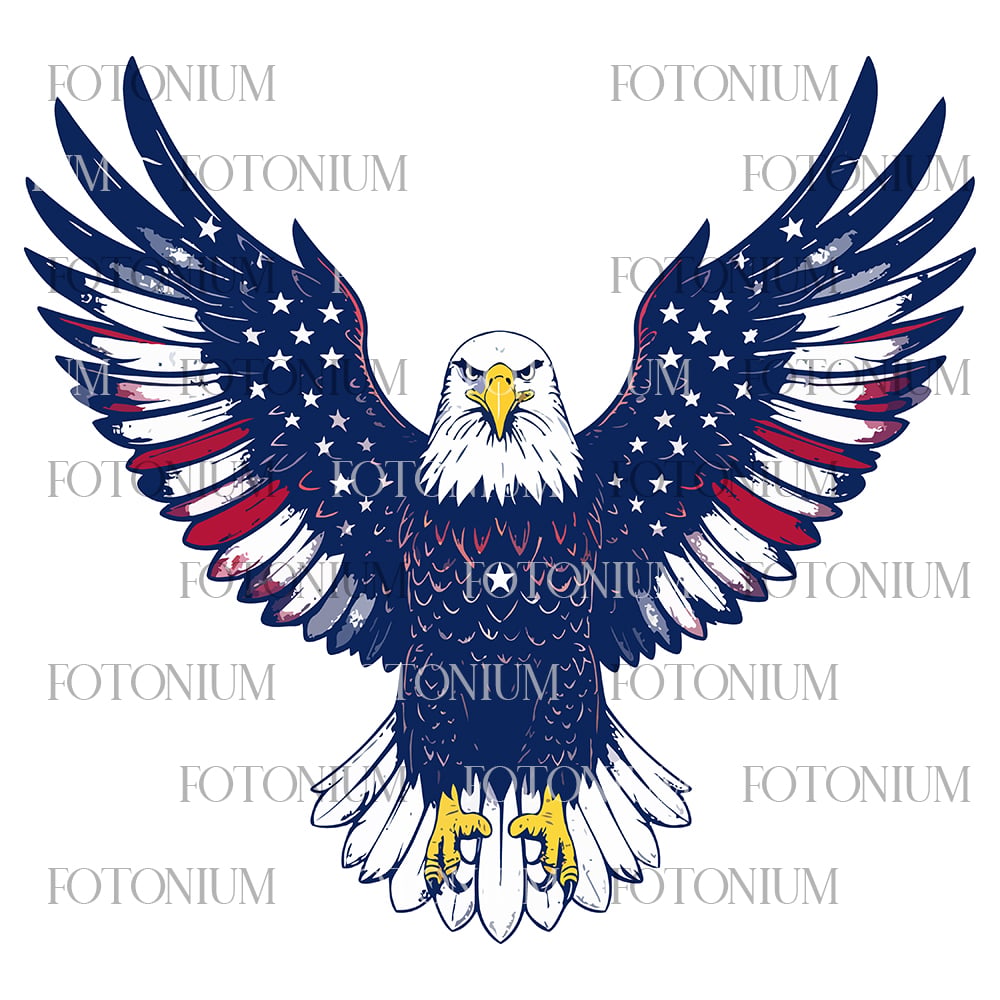 Patriotic Bald Eagle Vector Bundle – American Eagle Wings & Head USA Flag Style T-Shirt Designs
