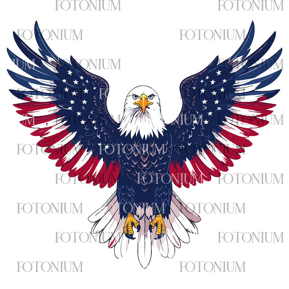 Patriotic Bald Eagle Vector Bundle – American Eagle Wings & Head USA Flag Style T-Shirt Designs