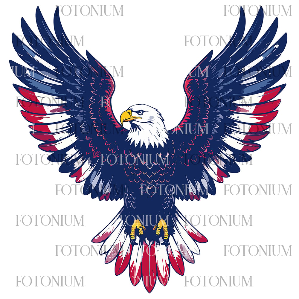Patriotic Bald Eagle Vector Bundle – American Eagle Wings & Head USA Flag Style T-Shirt Designs