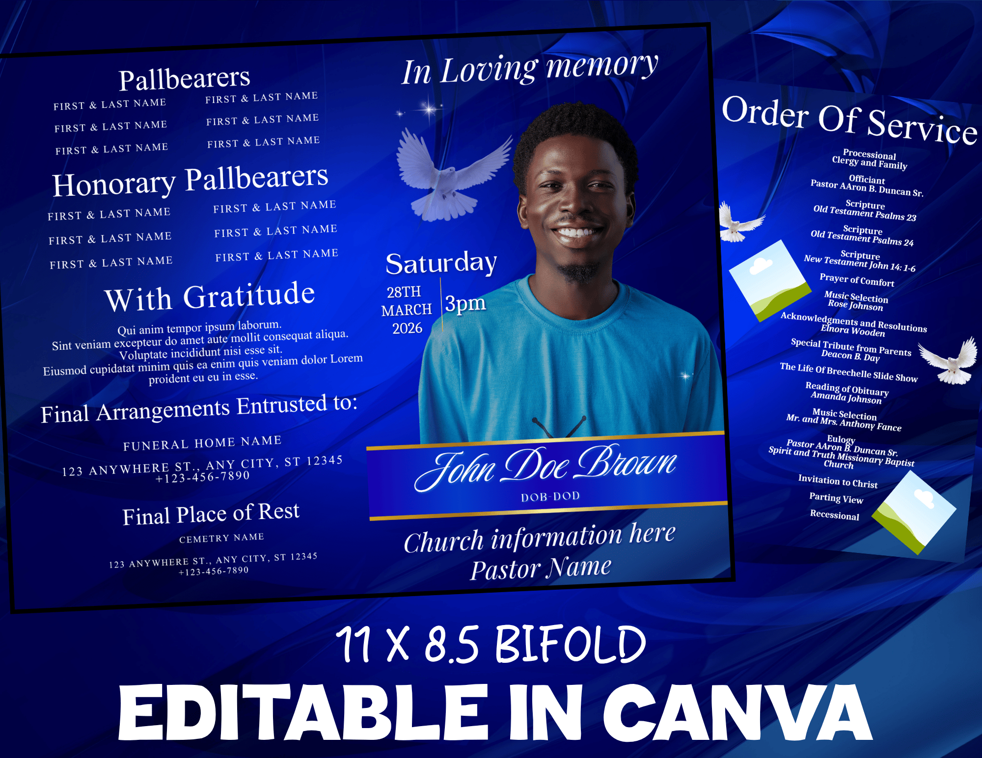 Editable Memorial Template – Canva | Celebration of Life | Funeral ...