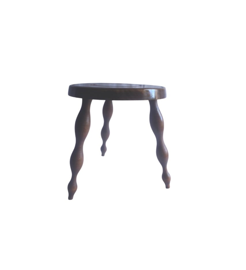 vintage tapered three-legged milking stool, Round seat,