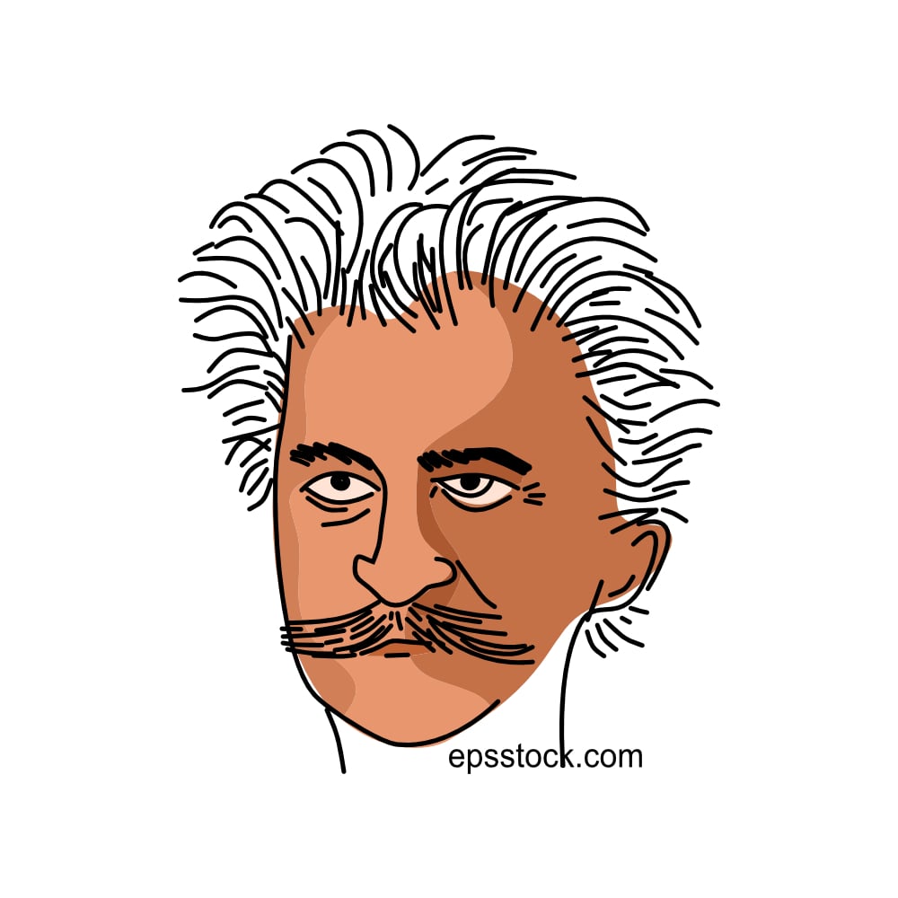 Johann Strauss II portrait, flat vector illustration