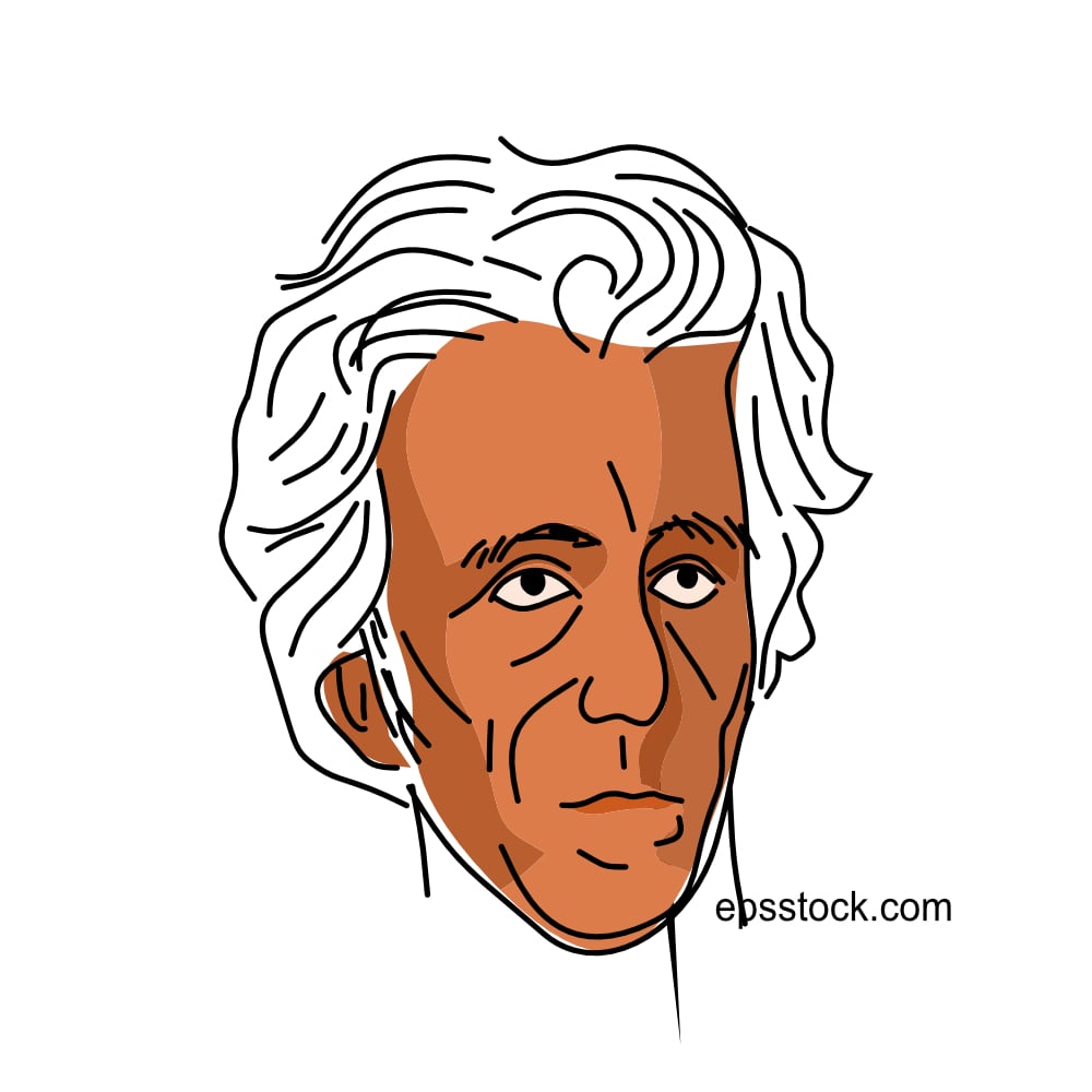 Andrew Jackson portrait, flat vector illustration