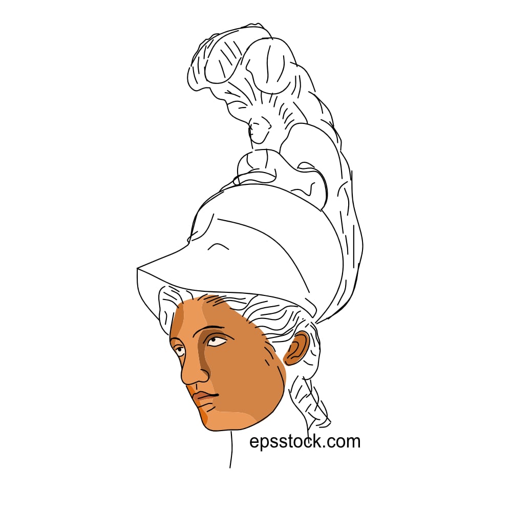 Athena portrait, flat vector illustration