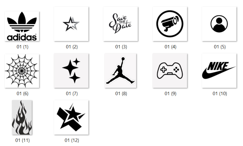 Elevate your design projects with this versatile Black and White Icon Logo Vector Pack, featuring 12 clean and bold icons including popular brand logos, symbols, and graphic elements. Perfect for graphic designers, marketers, and content creators, this downloadable collection offers high-quality vector files that can be easily scaled and customized for any creative use. This pack includes iconic logos like Adidas, Nike, and Jordan, along with other essential symbols such as game controllers, stars, flames, and more. Whether you’re working on branding, web design, social media graphics, or merchandise, these crisp black and white icons provide a sleek and professional look. Key Features: 12 high-resolution vector icons in black and white Includes popular brand logos and versatile graphic symbols Scalable and editable for use in any design software Instant digital download for immediate access Ideal for branding, marketing, web design, and creative projects Download the Black and White Icon Logo Vector Pack today and add a timeless, stylish edge to your creative work!