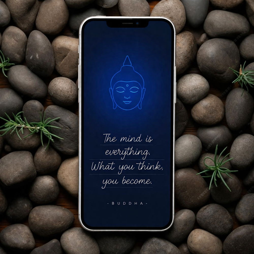 Lord Buddha Quote - The mind is everything What you think you become  | Square Poster | Mobile Wallpaper