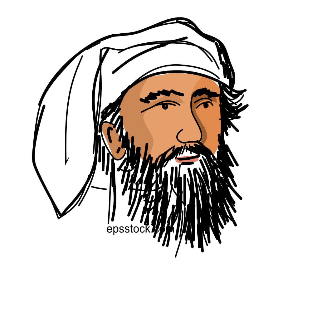 Marco Polo portrait, flat vector illustration
