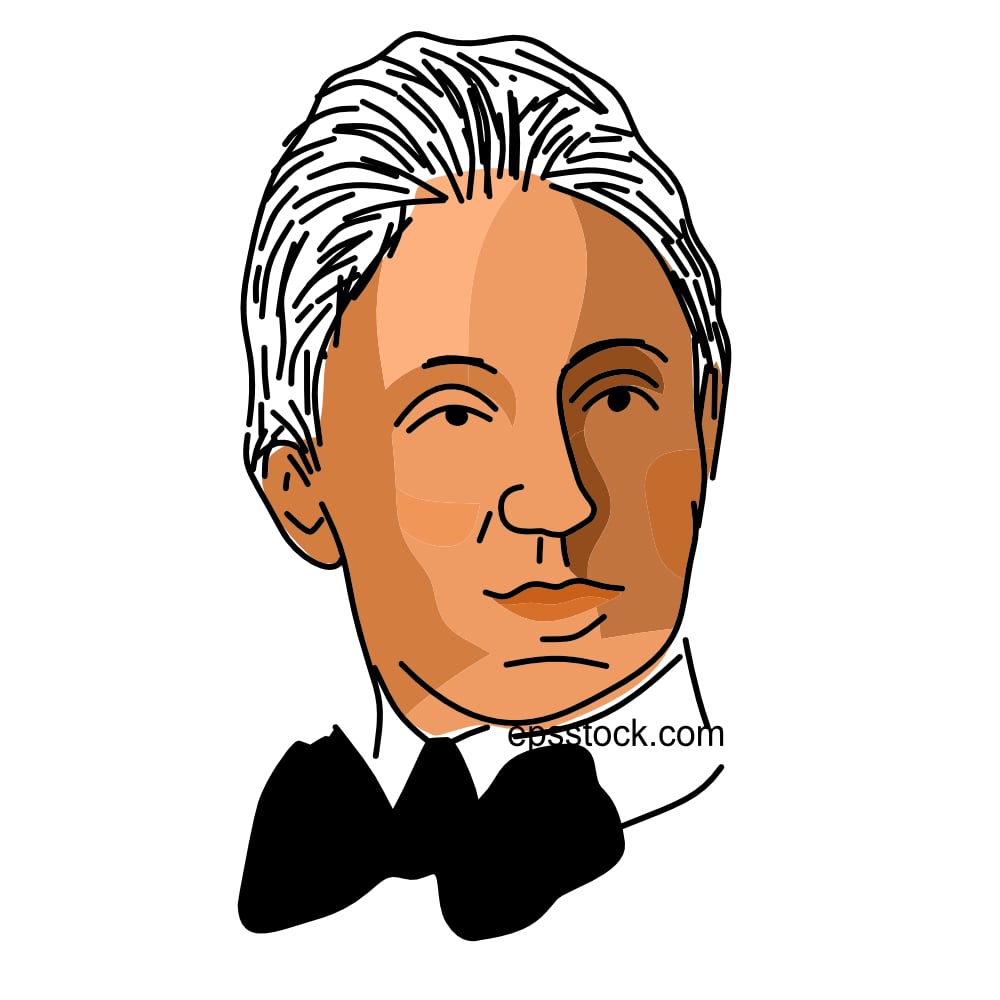 Emmy Noether portrait, flat vector illustration