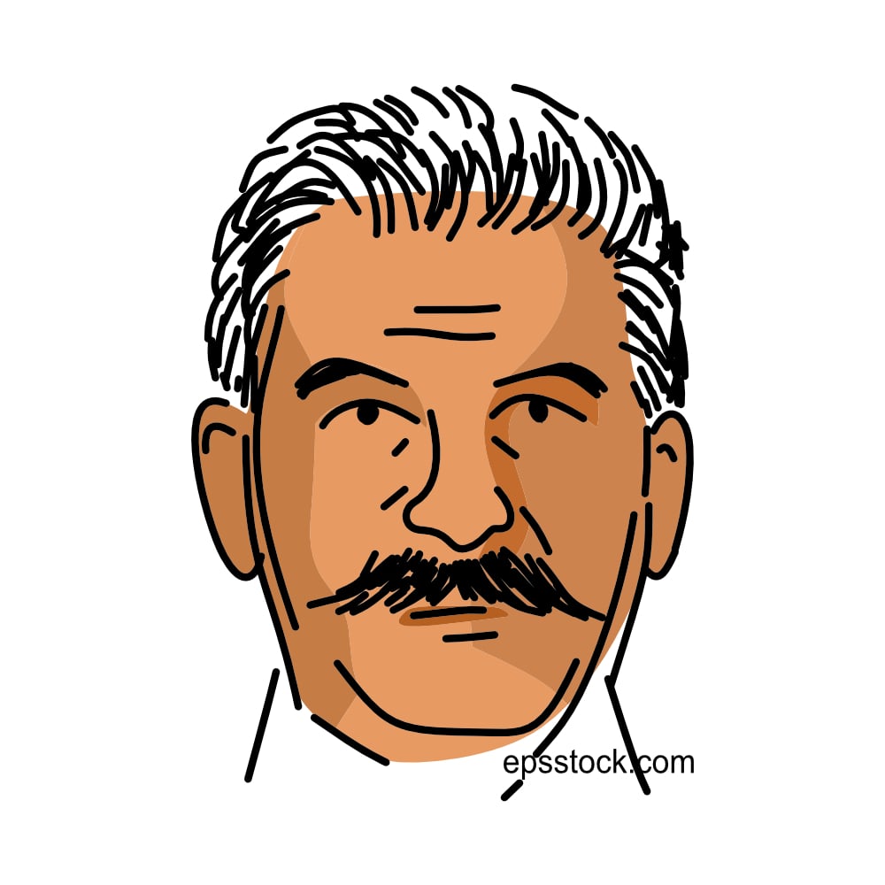 Portrait of the leader of the Soviet Union, flat vector illustration.