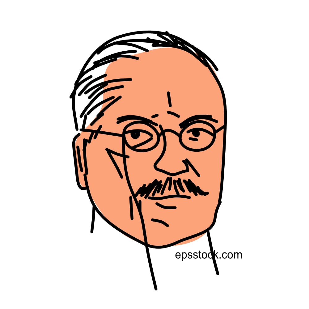 Alois Alzheimer portrait, flat vector illustration