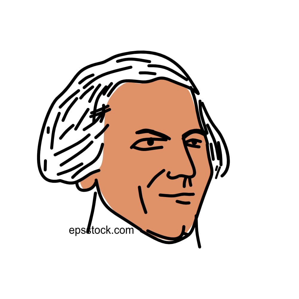 Maximilien Robespierre portrait, flat vector illustration