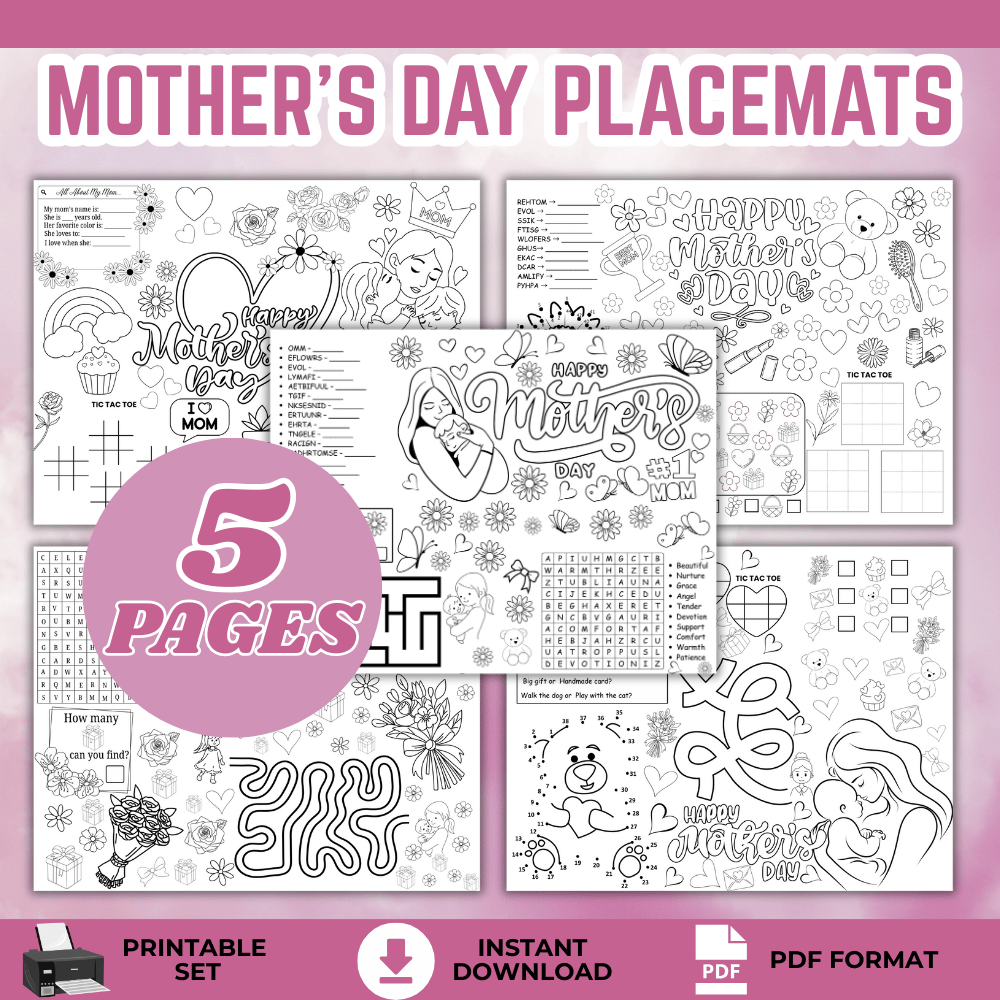 Mother's Day Activity Placemats (set of 5) - Payhip