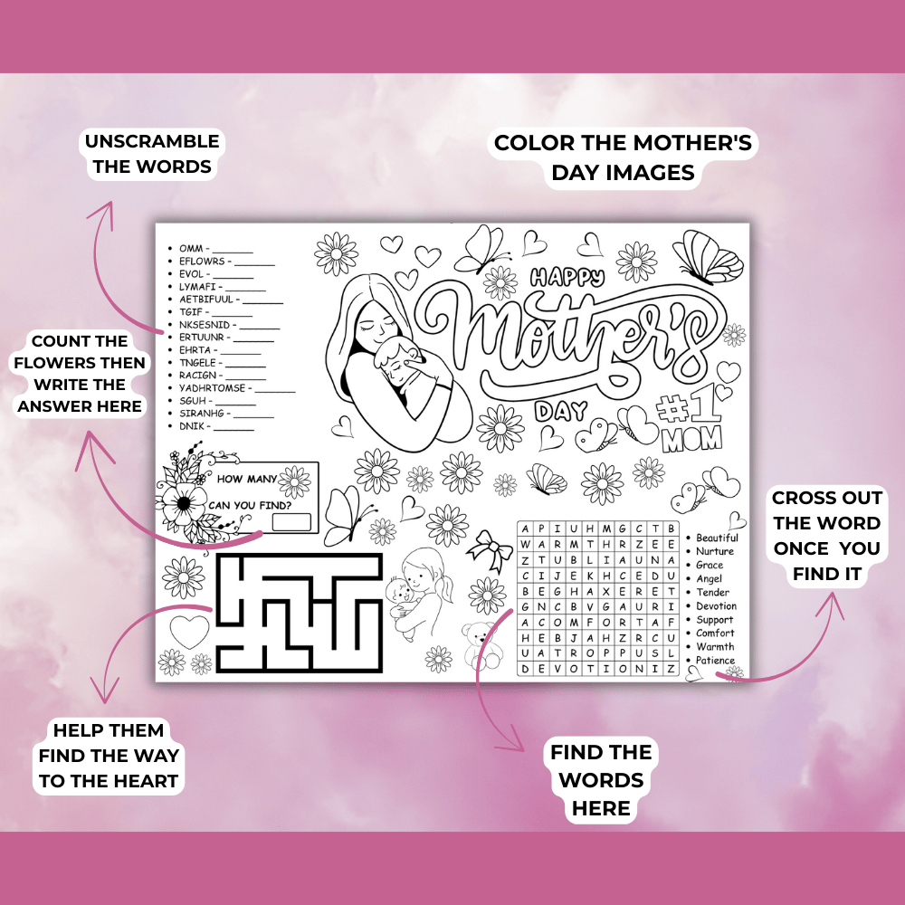 Mother's Day Activity Placemats (set of 5) - Payhip