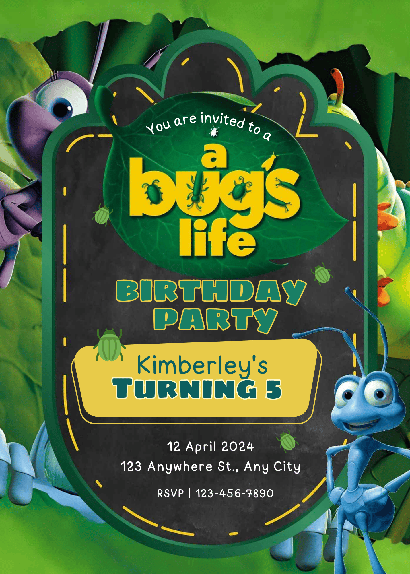 Bug’s Life Birthday Invitation Template | Editable Canva Invite | Cute ...