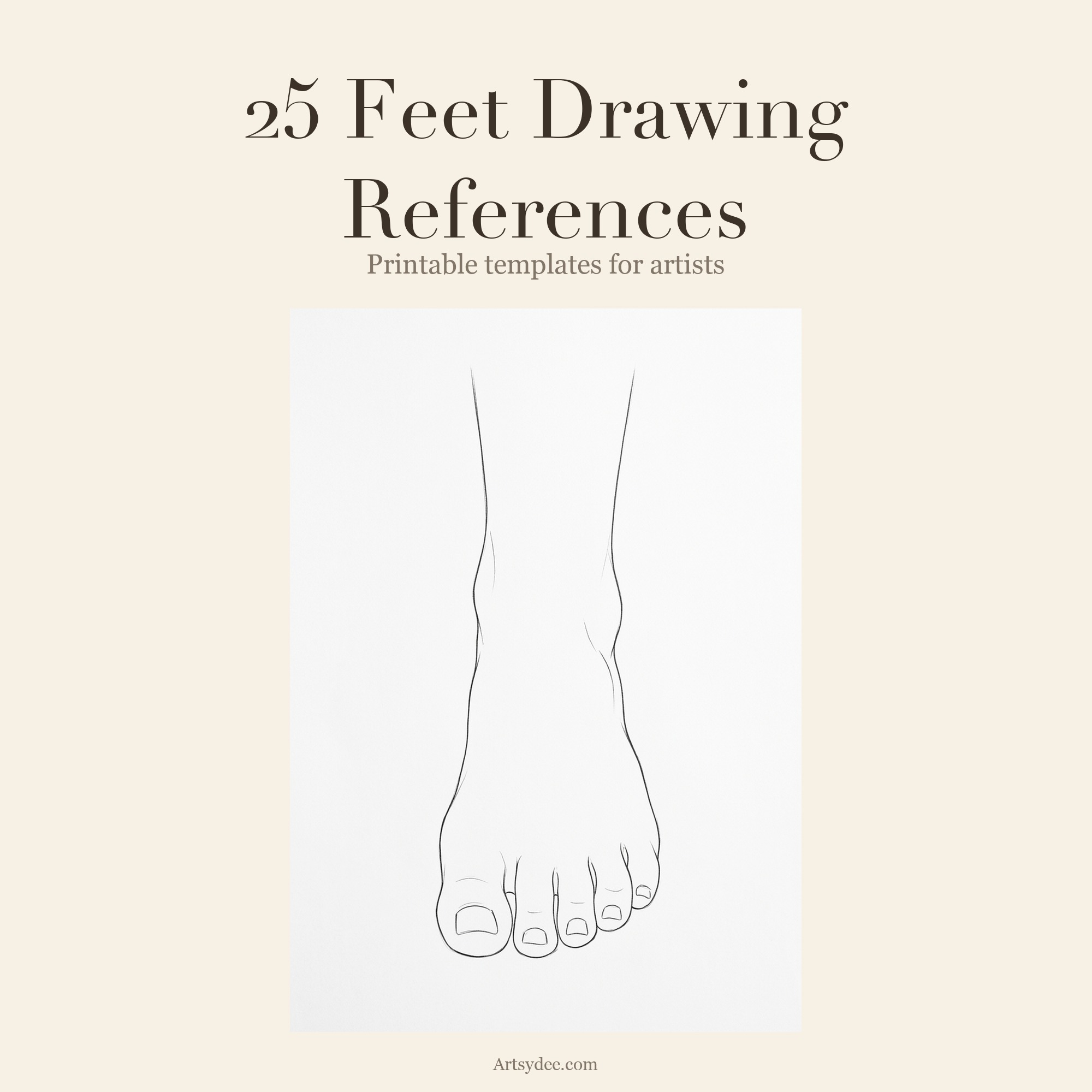 Feet Drawing Templates Pack — 25 Printable References