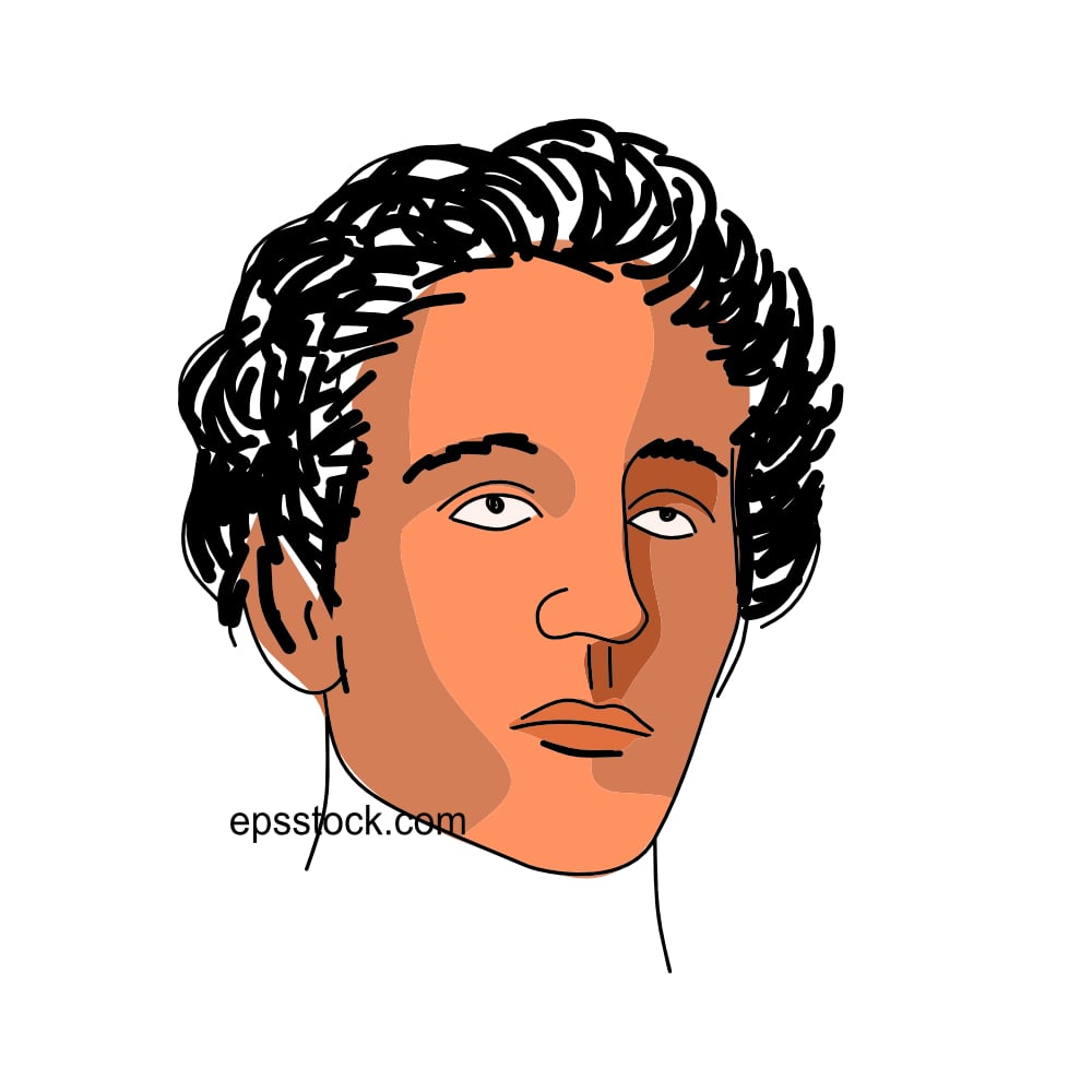 Alexander Blok portrait, flat vector illustration