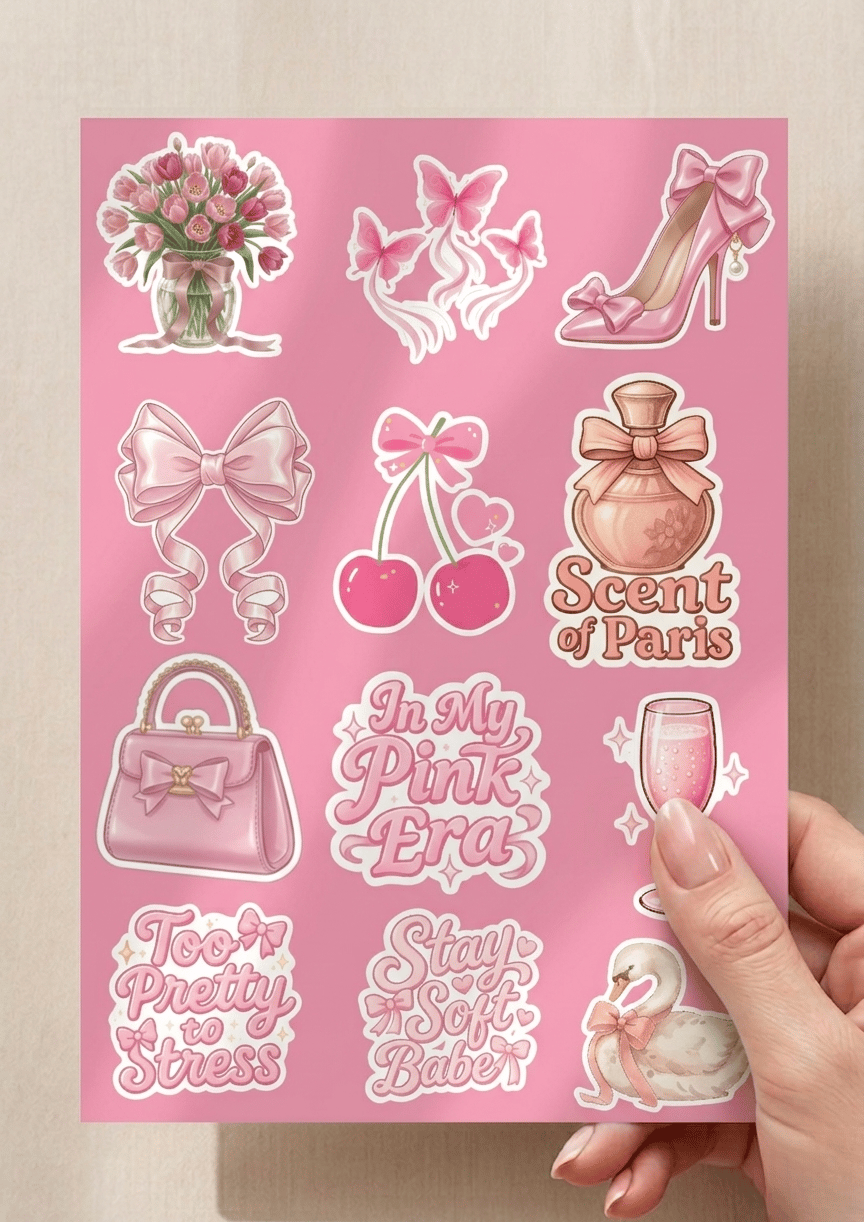 Girly Pink Sticker Pack Printable - Payhip