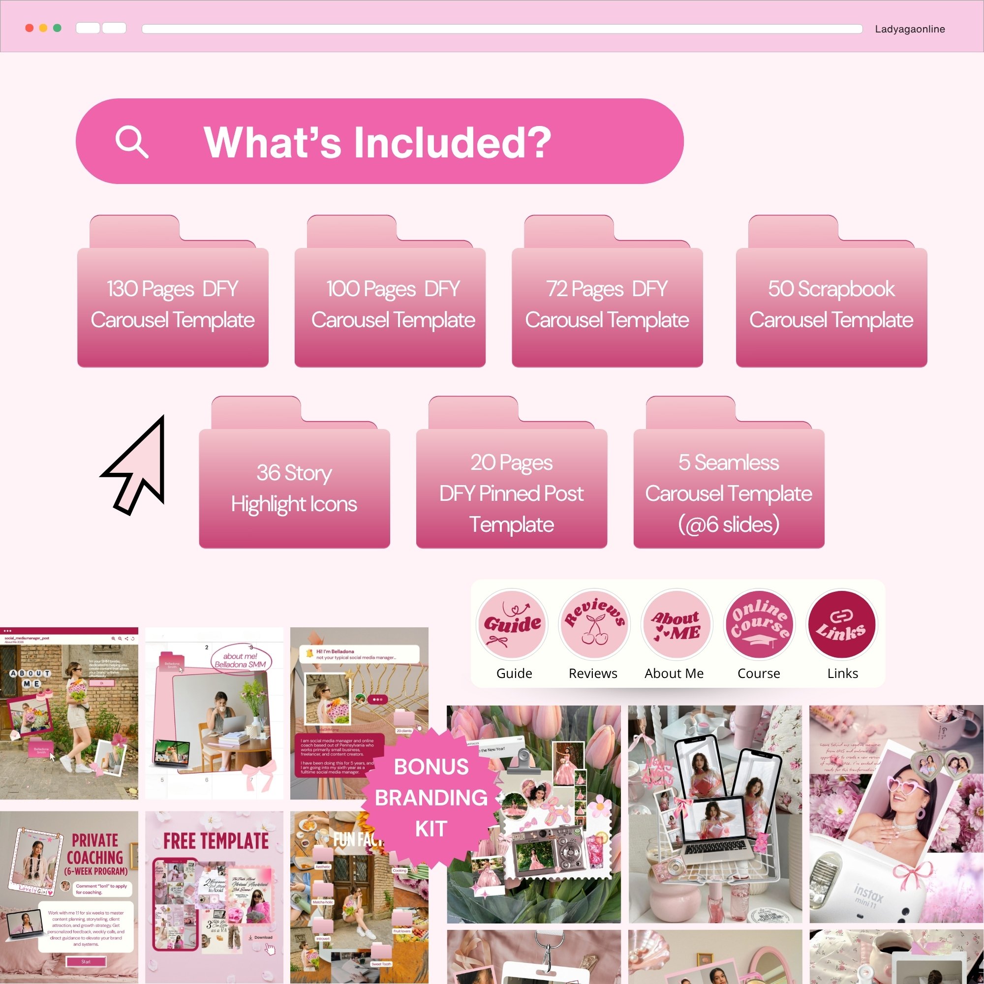 Pink Mockup Social Media Canva Template Bundle Ladyagaonline
