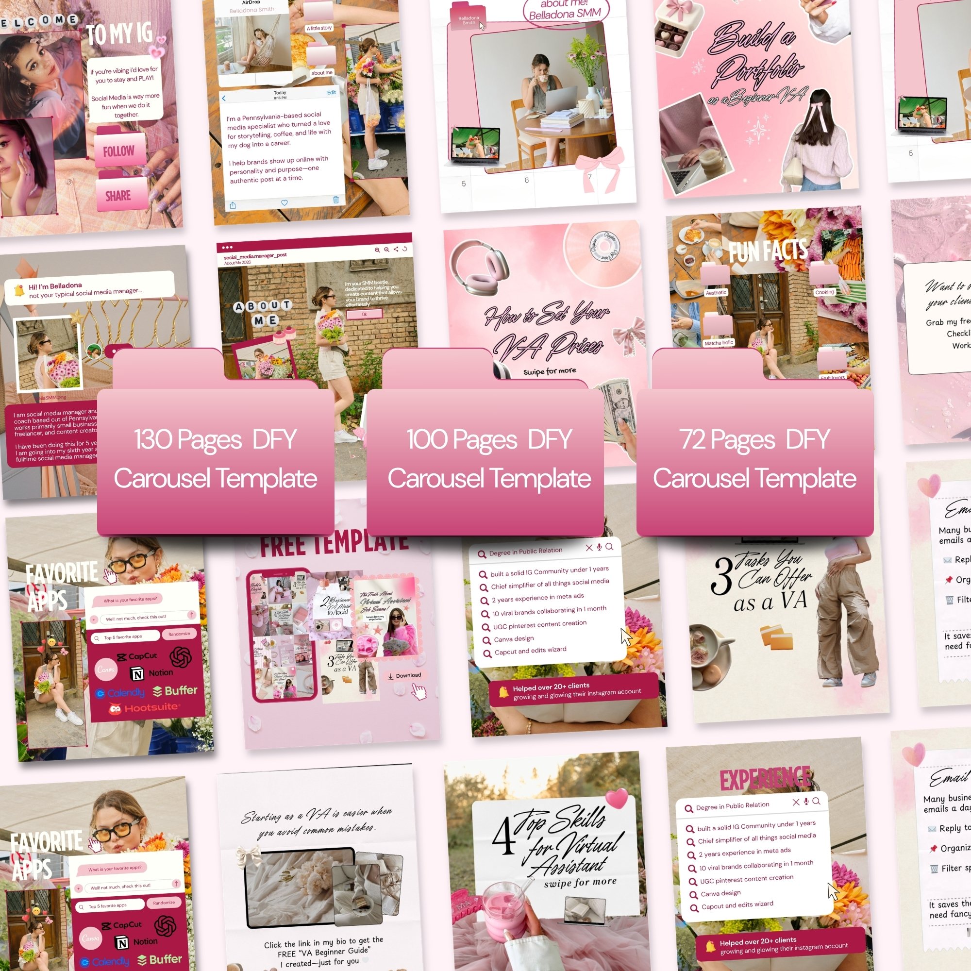 Pink Mockup Social Media Canva Template Bundle Ladyagaonline