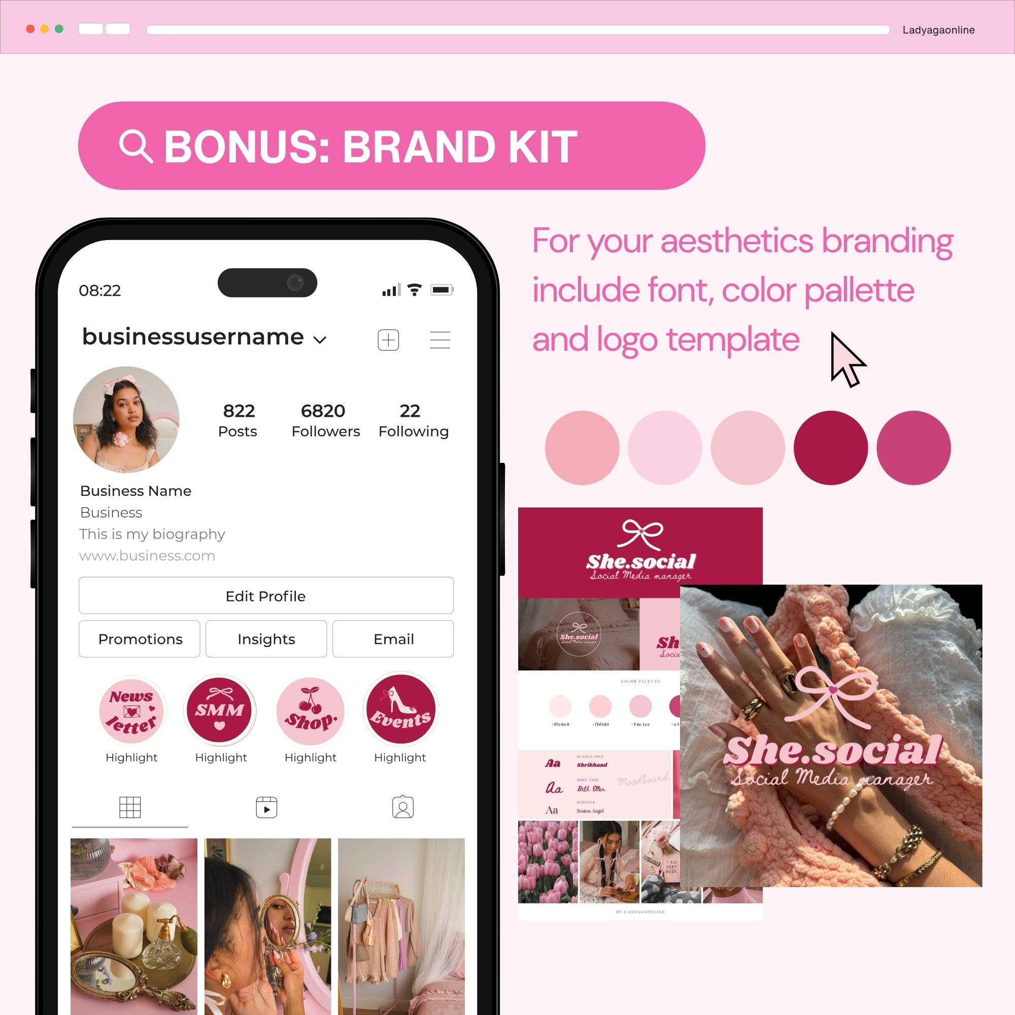Pink Branding Kit Canva Template