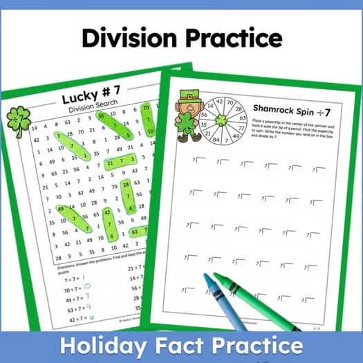 St. Patricks Day Math Multiplication and Division Activities