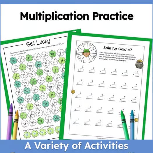 St. Patricks Day Math Multiplication and Division Activities