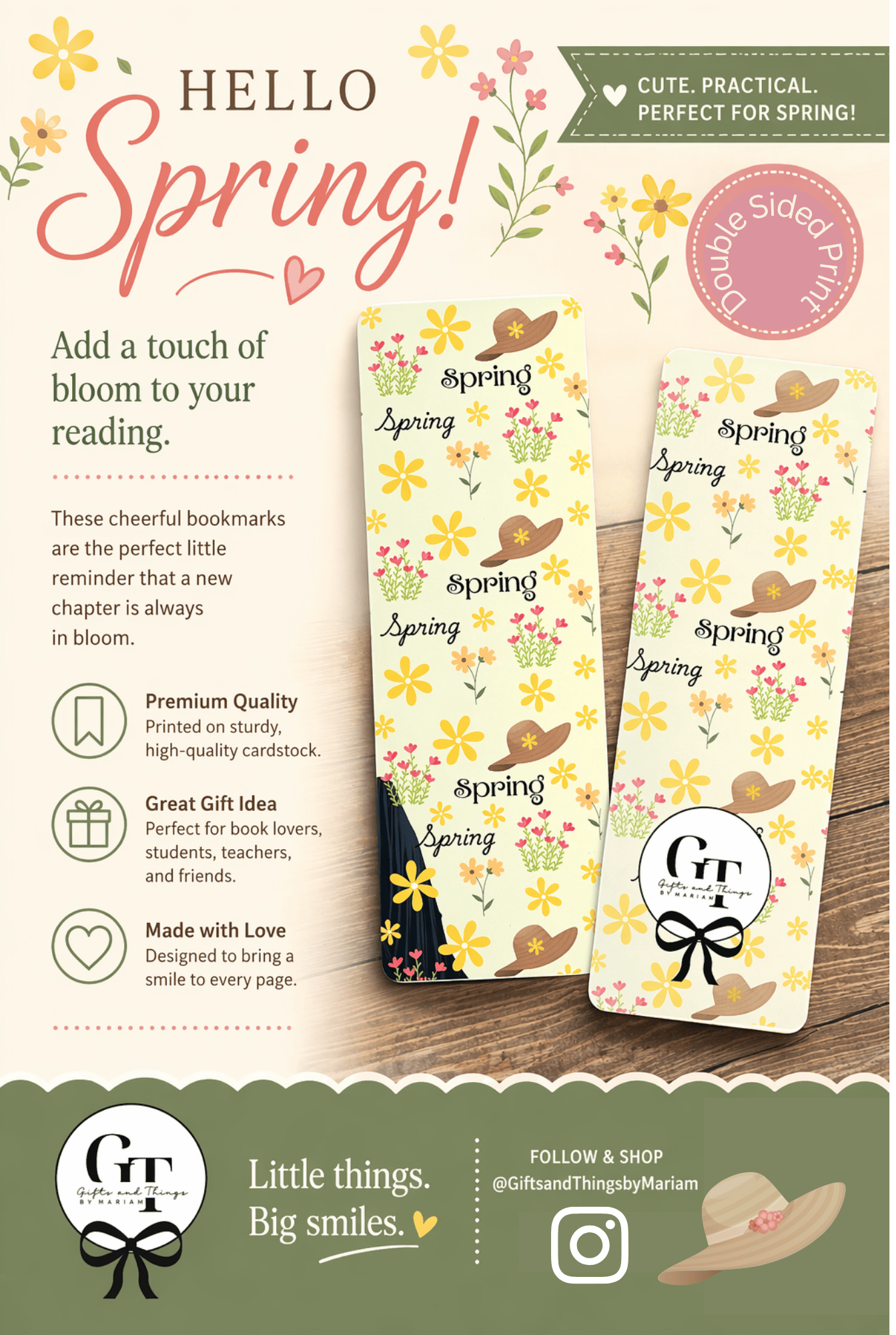 Spring Floral Bookmark 🌼📖 - Payhip